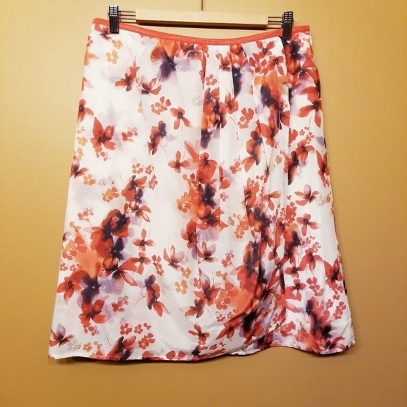 Nic & Zoe | Floral Silk Blend A-Line Knee Length Faux Wrap Skirt (Size 14) - Picture 3 of 9